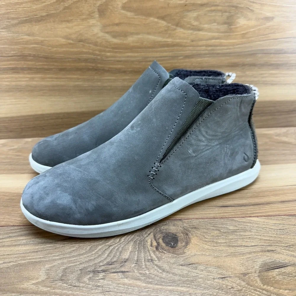 Olukai Womens Boots‎ Size 7.5 Gray Nubuck Comfort Slip On Sneakers HAWAI'ILOA
